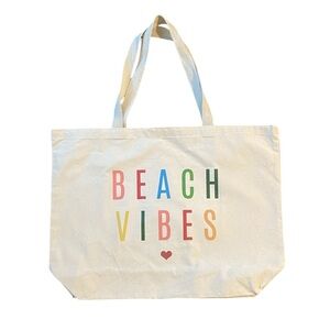 NWOT “Beach Vibes” Large Canvas Tote Bag